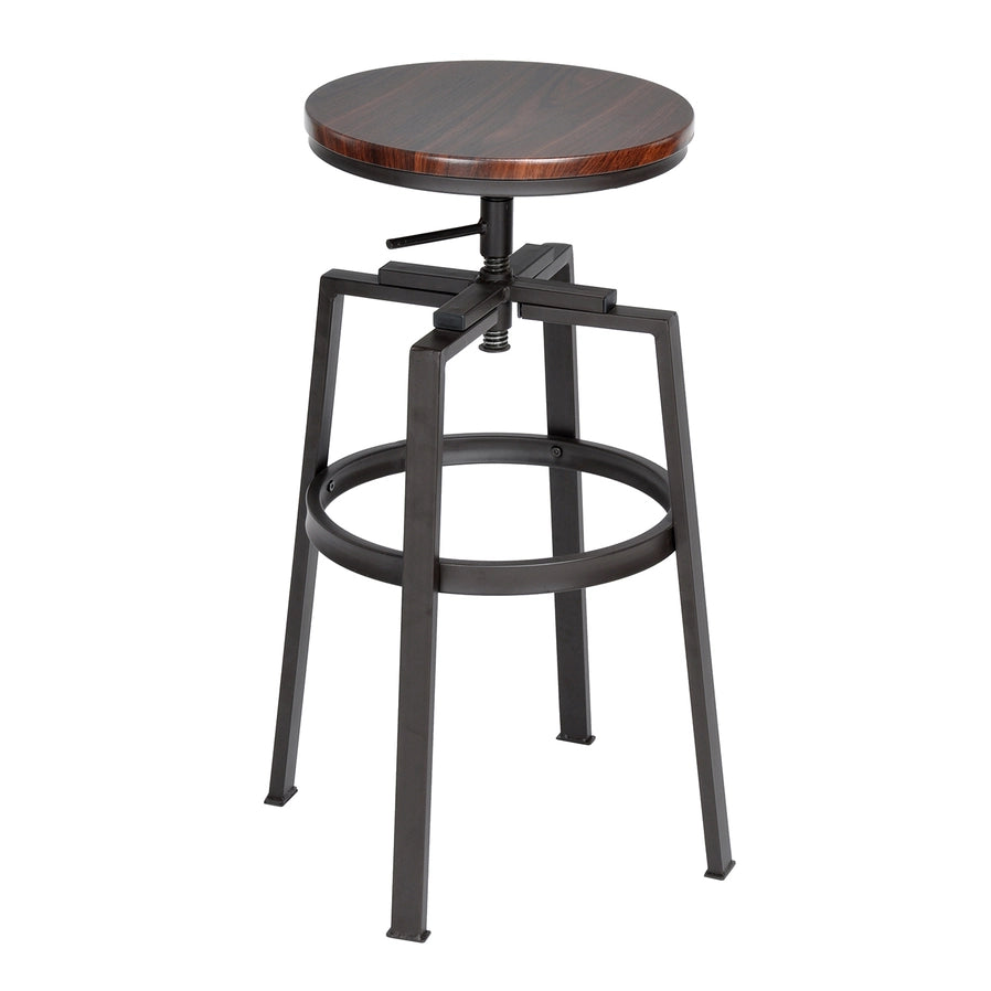 Farm Style / Industrial 26''-29'' Adjustable Height Swivel Counter Barstool (Pair-set of 2)