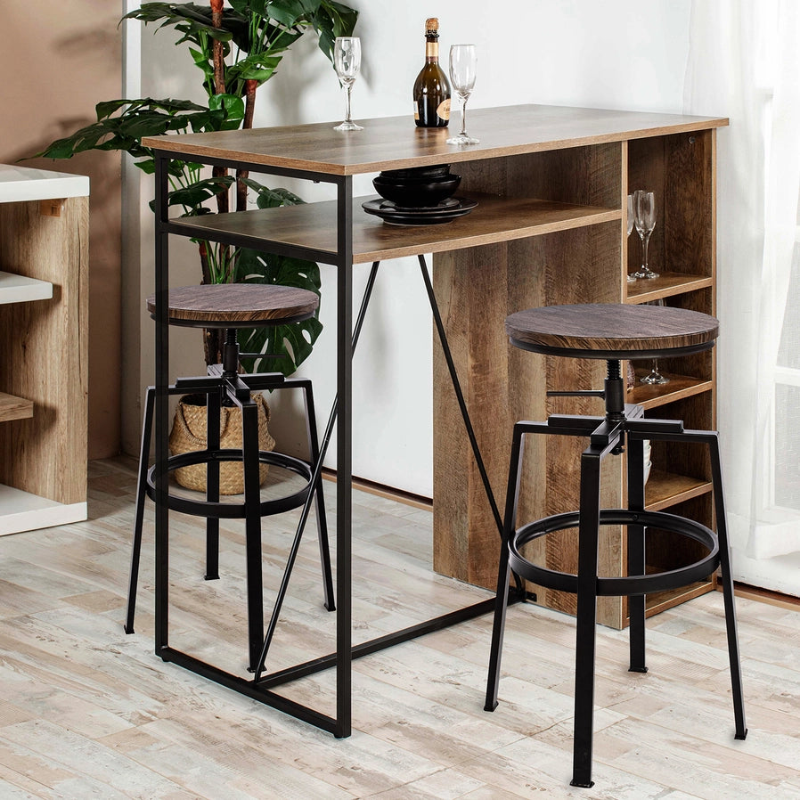 Farm Style / Industrial 26''-29'' Adjustable Height Swivel Counter Barstool (Pair-set of 2)