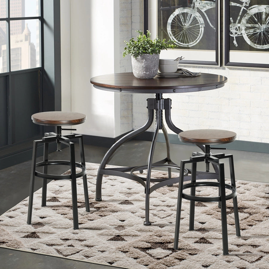 Farm Style / Industrial 26''-29'' Adjustable Height Swivel Counter Barstool (Pair-set of 2)