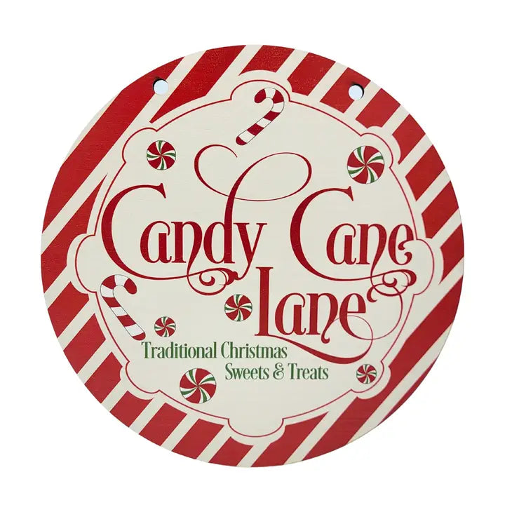 Candy Cane Christmas Décor - Circle Holiday Sign