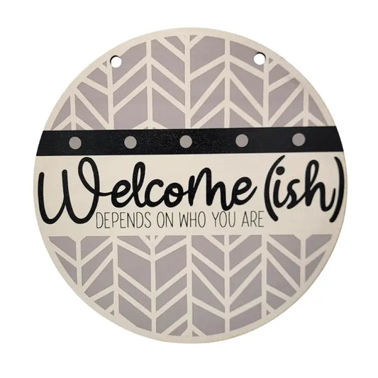 Welcome Sign 12 in. Circle Sign W/Rope Hanger Home Décor